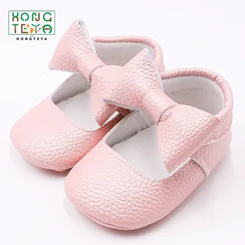 

Princess Baby Girl Pink Shoes Pu Leather Baby Soft Sole Bow-Knot Shoes Baby Moccasins Anti-Slip Floral Mermaid Party Girl Shoes
