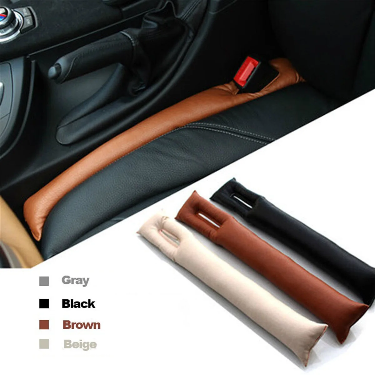 

Free Shipping Car Seat Cushion Crevice Gap Stopper PU Leather Leakproof Protector Car Seat Cover Pad Grey Black Beige Brown