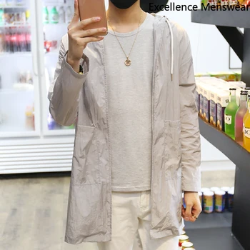 

Summer Men Windbreaker Jacket Long Loose Sun Protection Clothing Youth Students Korean Sports Thin Sun Protection Clothing WW