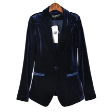 Осенне-зимние женские блейзеры с длинным рукавом, с золотыми пуговицами, тонкие женские бархатные куртки и пальто, черные, винно-красные женские куртки