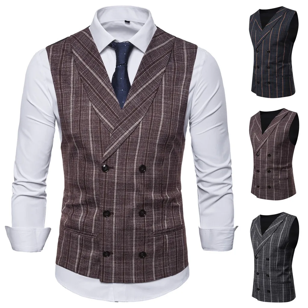 Men's Fashion Business Casual Wedding Waistcoat Tops Vest  Jacket Top Coat Support Wholesale And Dropship