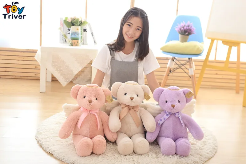 Angel Teddy Bear Plush Stuffed Toy Animal Doll Bears Baby Kids Children Kawaii Birthday Gift Home Shop Decor Ornament Triver