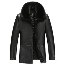 Kuyomens Новый Для мужчин куртка осень брендовые кожаные толстые Для мужчин Куртки пальто Высокое качество Новый Стиль Мода Для мужчин Пальто