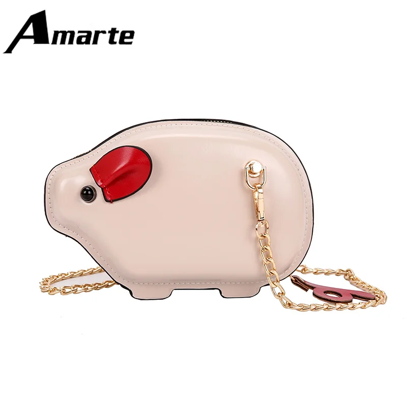 

2019 new fashion zipper cute Messenger bag Korean version of the color casual shoulder bag purse pig shape popular handbags