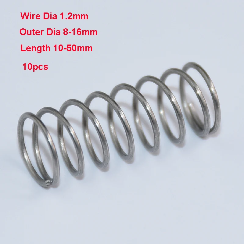 

10PCS Compression Spring Pressure Spring Wire Dia1.2mm Outer Dia15mm Length 10 15 20 25 30 35 40 45 50mm