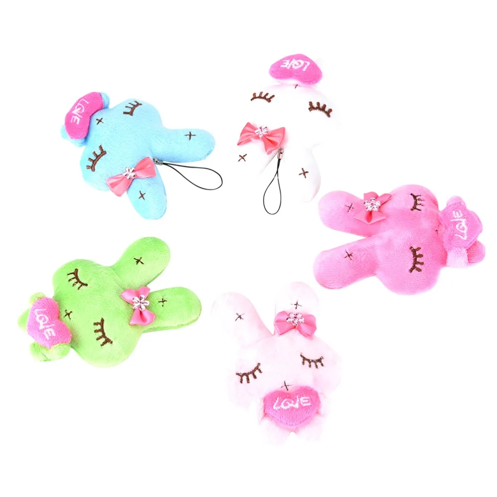 1Piece Lovely Mini Cartoon Rabbit Plush Toys Cute Heart Bowkot Bunny Stuffed Kids Baby Plush