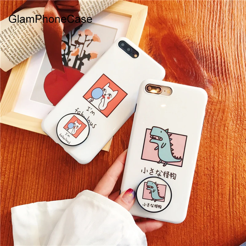 Чехол для телефона GlamPhoneCase с рисунком кота динозавра IPhone X 8/8 plus 7 6 S + мягкая задняя