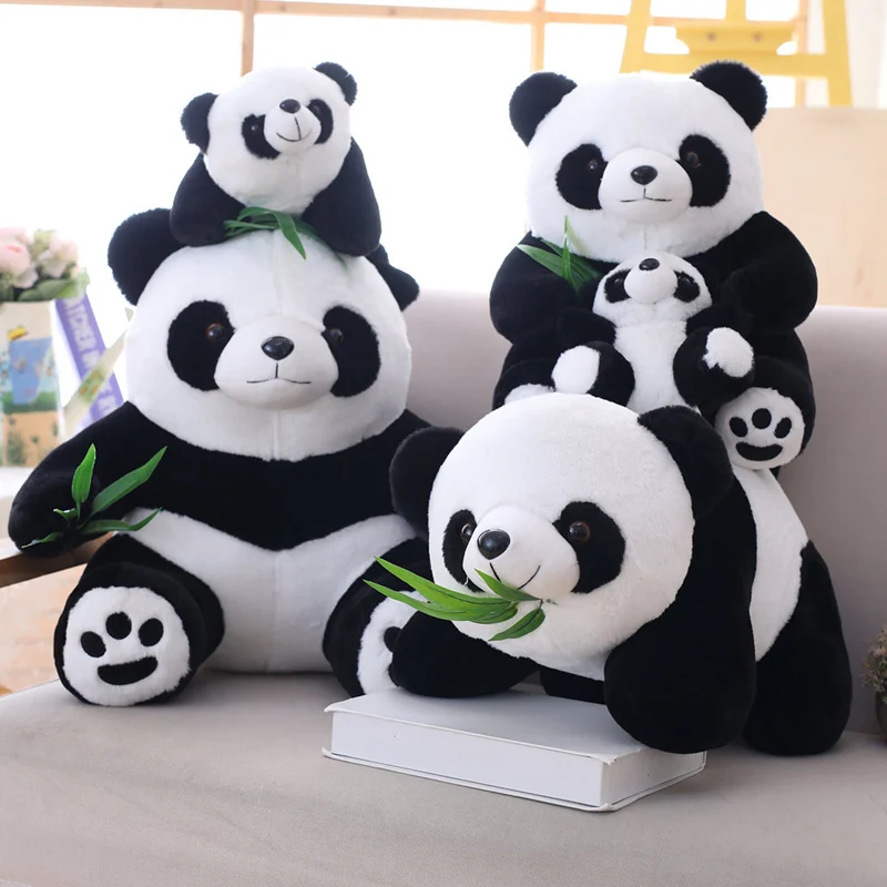 

15-43cm Cute Big Giant Panda Doll Plush Toy Baby Bear Pillow Bamboo leaves Panda Doll Kids Toys Baby Birthday Gift For Children