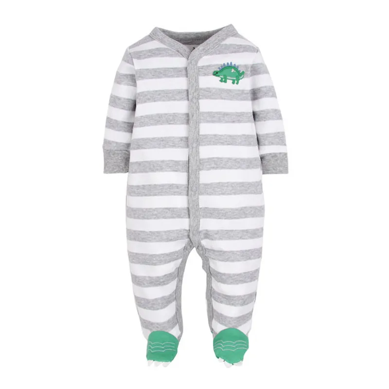 Одежда для сна для маленьких девочек хлопковая цельнокроеная одежда с пуговицами спереди для маленьких девочек 3-12 месяцев - Цвет: Зеленый