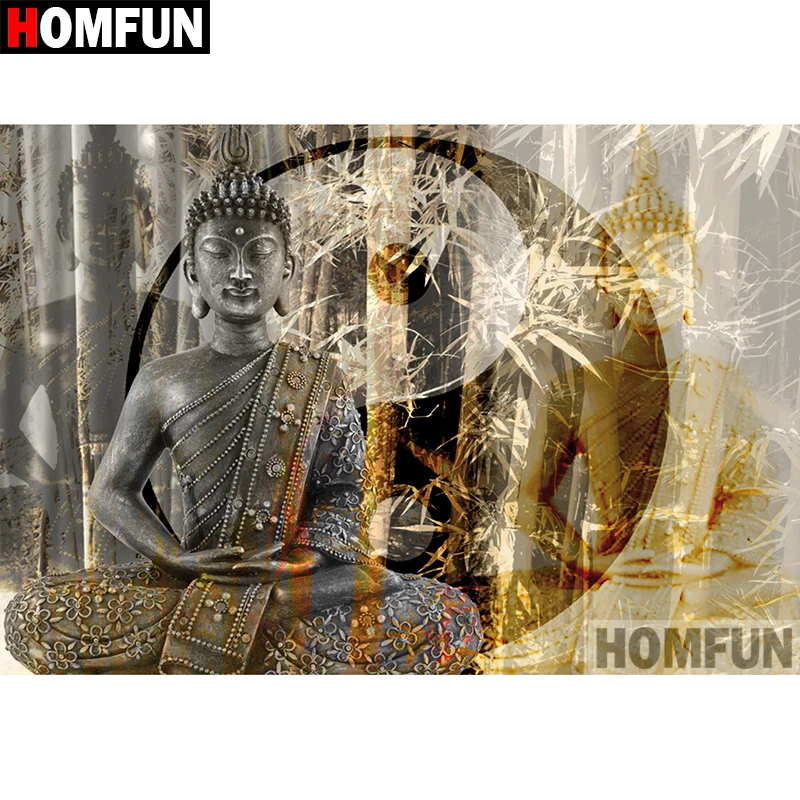 Алмазная живопись HOMFUN A08744 картина религиозный Будда с полными