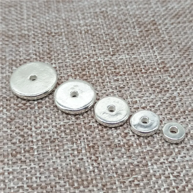 

925 Sterling Silver Round Spacer Beads Greek Disc Beads 6mm 8mm 10mm 12mm 14mm for Bracelet Necklace