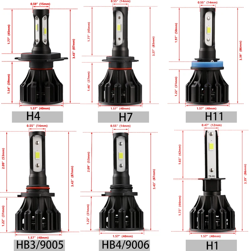 Auxmart Автомобильные фары H7 H4 H11 светодиодные лампы H1 HB3 9005 HB4 9006 H3 авто 72 Вт 8000lm