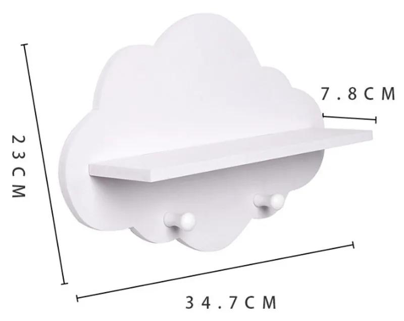 34 см настенная полка облачный деревянный подвесной держатель крюк для детской комнаты Одежда декоративная полка украшение дома AP192 - Цвет: Белый