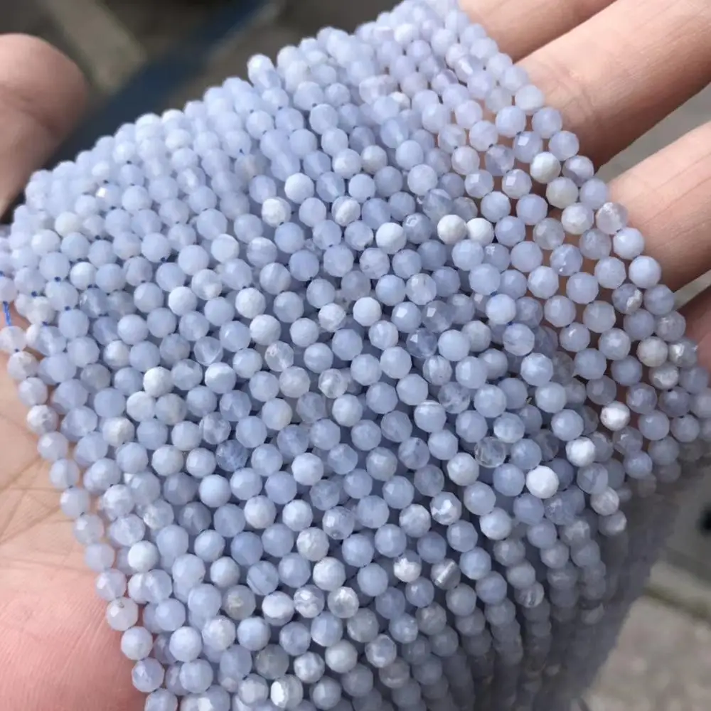 Граненые бусины из натурального голубого агата 3 мм круглые небольшие золотистые