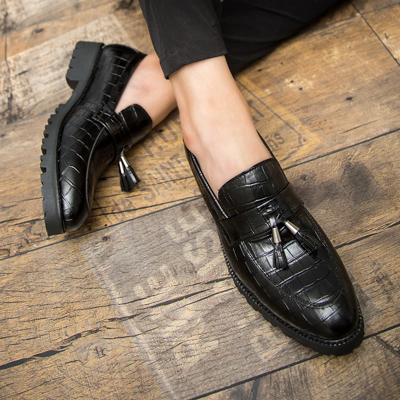 fashion snake skin platform men shoes patent leather luxury brand tassel wedding dress foowear fish brogue oxford shoes for men (24)