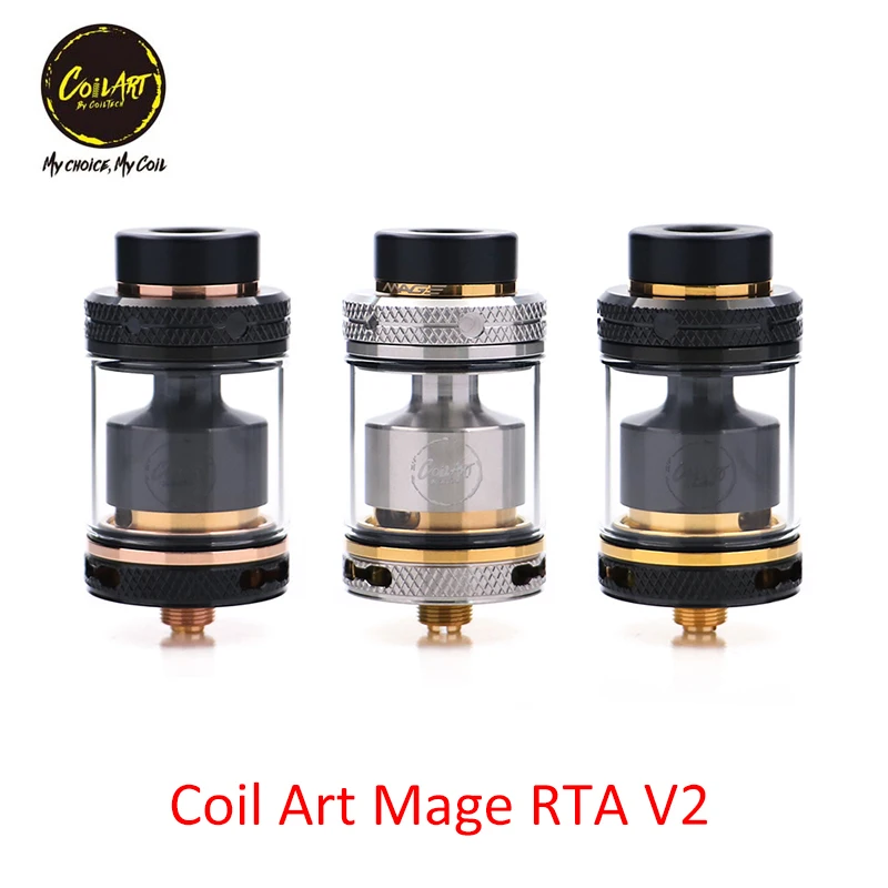 

Newest CoilArt MAGE RTA V2 3.5ml 24mm diameter top filling Bottom Airflow Adjustable electronic cigarette atomizer vs zeus siren