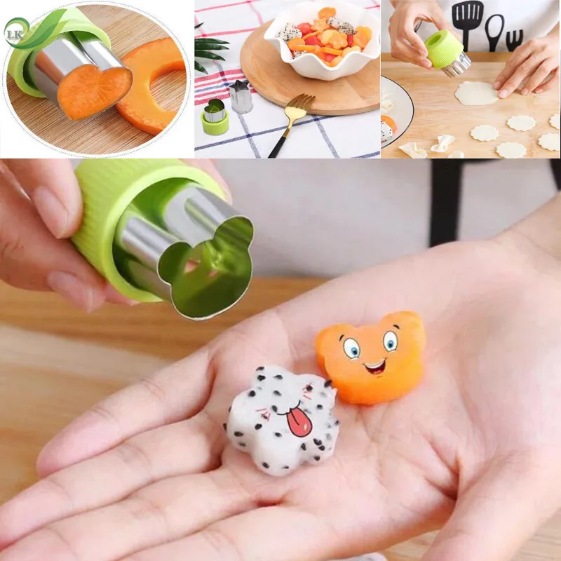 

8pcs Stainless steel Household baby food supplement cartoon fruit and vegetable cut flower parent-child DIY tools