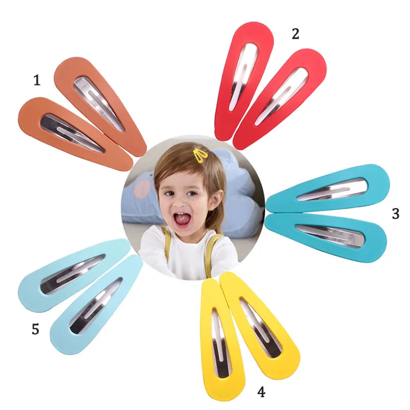 

7cm 2pcs Matte Hair Clips for Hair Styling Cute Baby Girls Snap Clip Pins Oval Children Women Kids Hairpins Metal Color Barrette