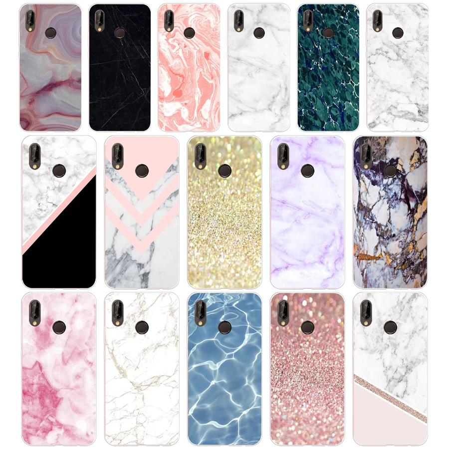 

102SD Pink Blue Ink Marble Soft Silicone Tpu Cover Case for Honor 10 huawei p mate 10 20 lite y5 y6 prime 2018
