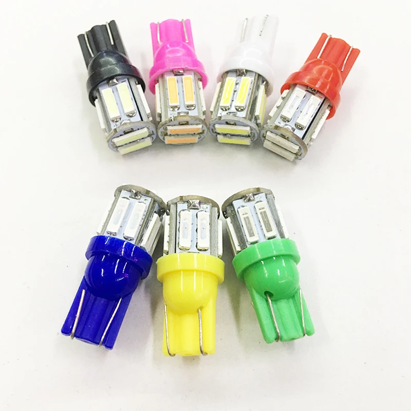 100pcsc T10 194 168 7014 10 SMD W5W Led Автомобильные дверные огни приборные лампы белый красный