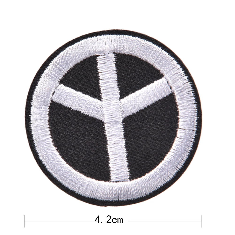 

HENGHOME 1Pc Peace Sign Anti-War Hippie Retro Flower Power Weed Love Applique Iron-On Symbol Black Embroidered Patch