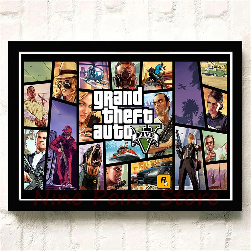 GTA Grand Theft Auto San Andreas бумага с покрытием Плакат Бар Кафе гостиная столовая стены бескаркасные - Цвет: Многоцветный