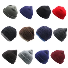 1 шт., зимние шапки для женщин, модная одноцветная Шапка-бини, теплая утолщенная вязаная шапка s, Уличная Повседневная Женская эластичная Кепка в стиле хип-хоп