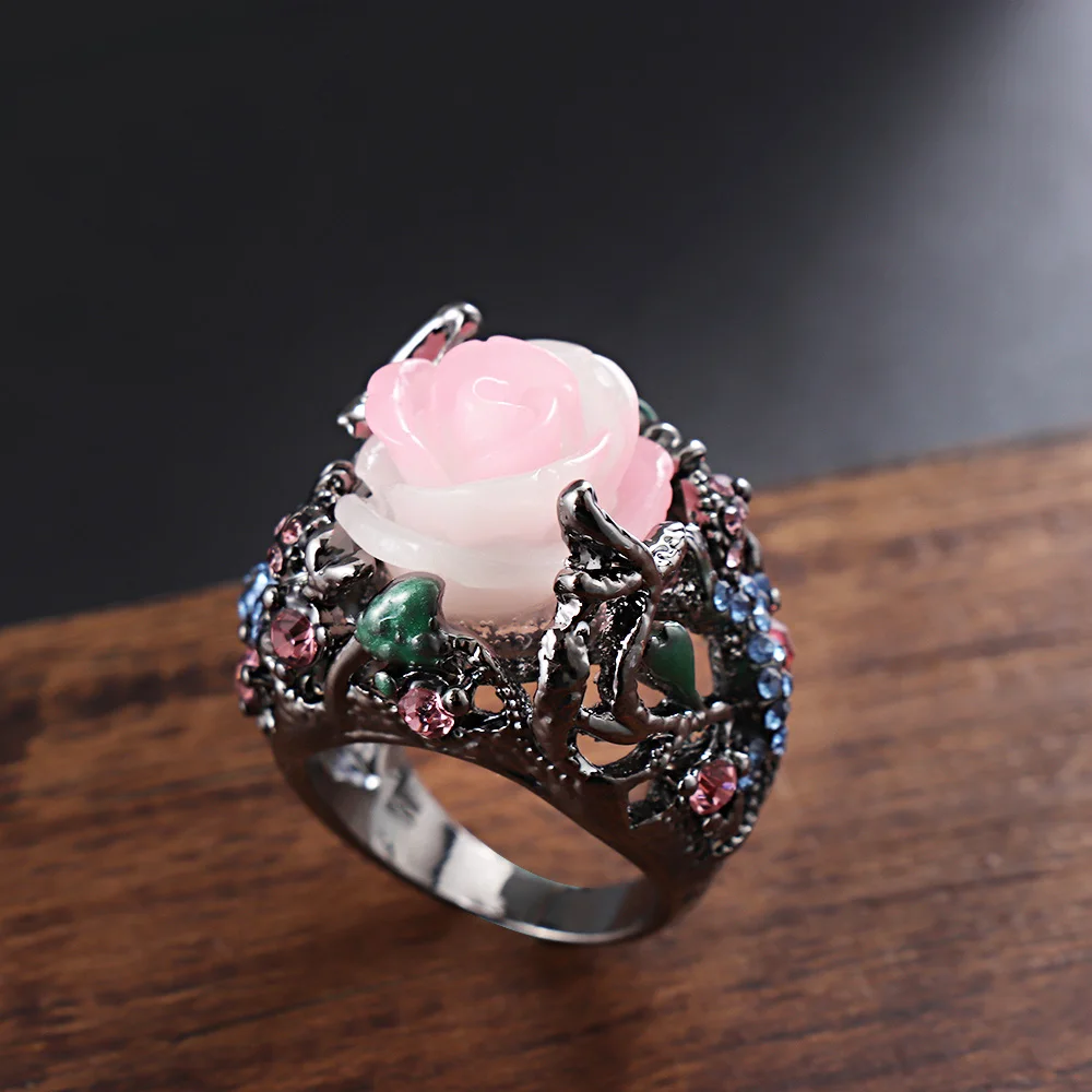

1 Pcs Vintage Flower Ring Jewelry Silver Vines Lizard CZ Big Opal Rings for Women Bands Ring Silver Vines Lizard