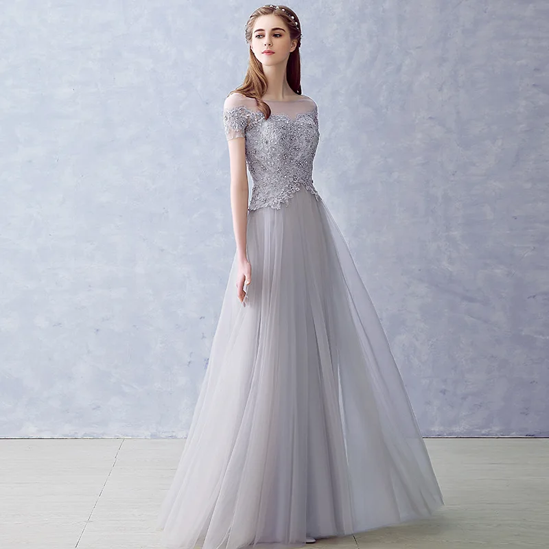 Robe De Soiree модное серое фатиновое сексуальное иллюзионное длинное вечернее платье