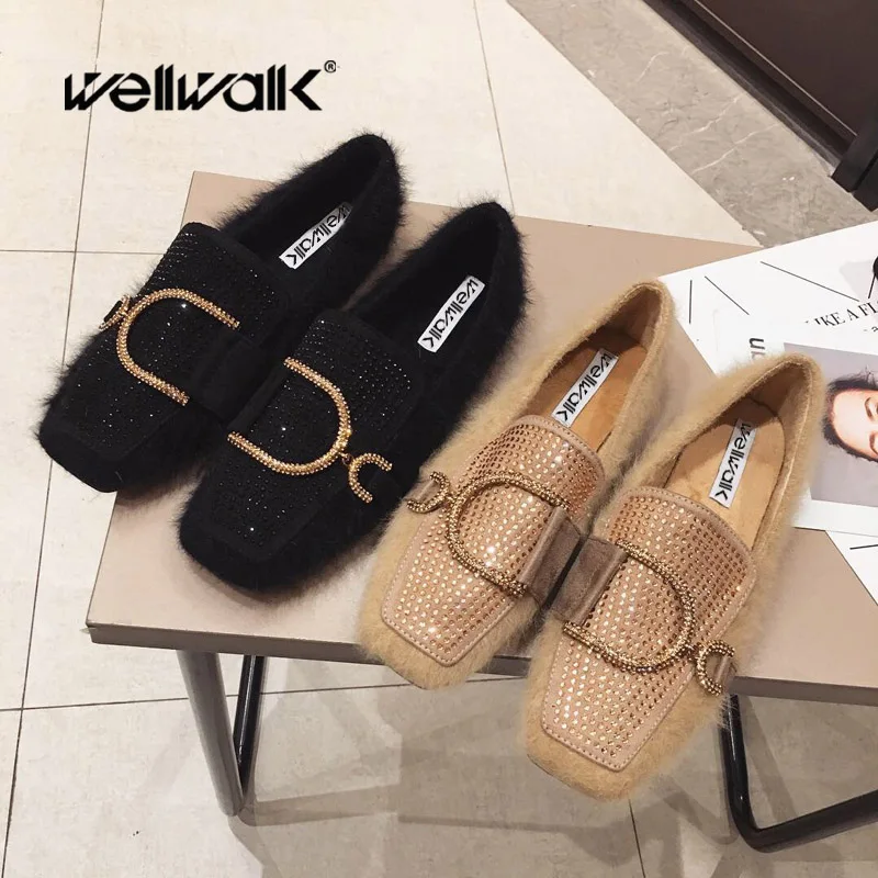 

Fashion Buckles Fur Ballet Flat Shoes Women Slip On Casual Flats Shoes Ladies Furry Loafers Winter Shoes Ballerinas Moccasins