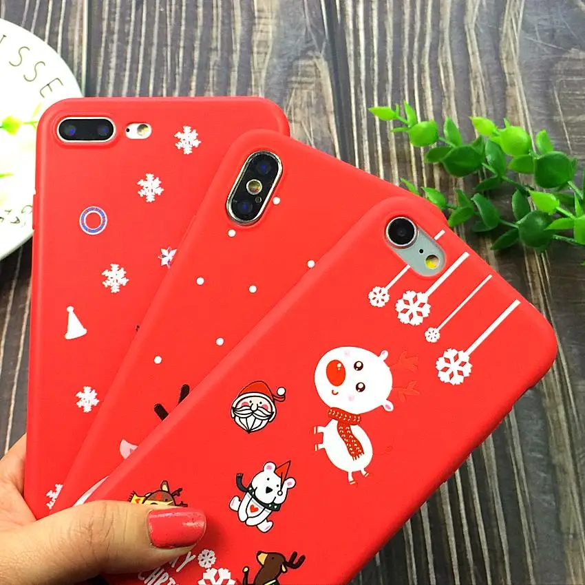 Чехол для телефона iPhone 6 6S 7 8 Plus X Мода милый мультфильм Рождество Прекрасный Санта