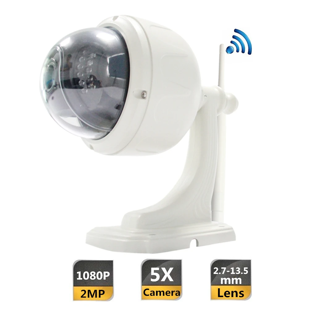

2.0MP WiFi Outdoor IP Camera 5x Optical Zoom PTZ Wireless Camera Night Vision 1080P HD Waterproof Motion Detection Onvif