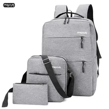 MOSISO 3 шт./компл. 15,6 дюймов ноутбук рюкзак usb зарядка Мужской дорожный рюкзак большой емкости подростковый мужской Mochila Back waterproof