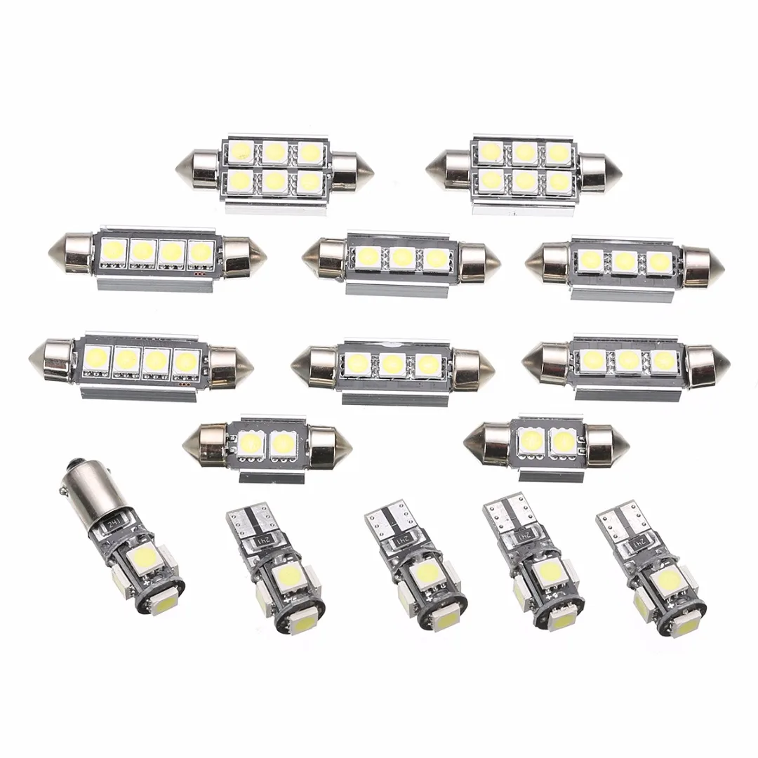 15Pcs/Set Super Bright White LED 12V Car Interior Dome Map Trunk Light Bulb Kit For Mercedes Benz C Class W 203 2000 - 2007
