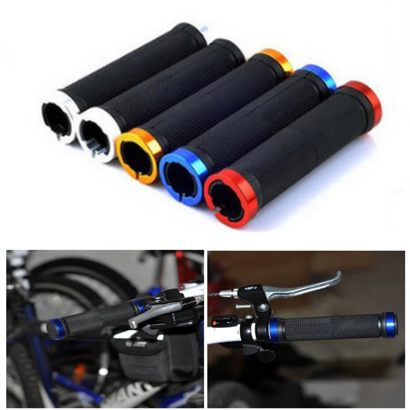 1 Pair Double Lock Bicycle Mountain BMX Bike Handle Bar Grips Cycling Rubber Handlebar Grips Bicycle Parts Accessories 6 Colors