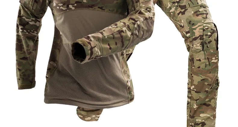 Новый Для мужчин защитная Военная Униформа Костюмы Военная боевая униформа тактические брюки с наколенниками Камуфляж Охота Одежда войны