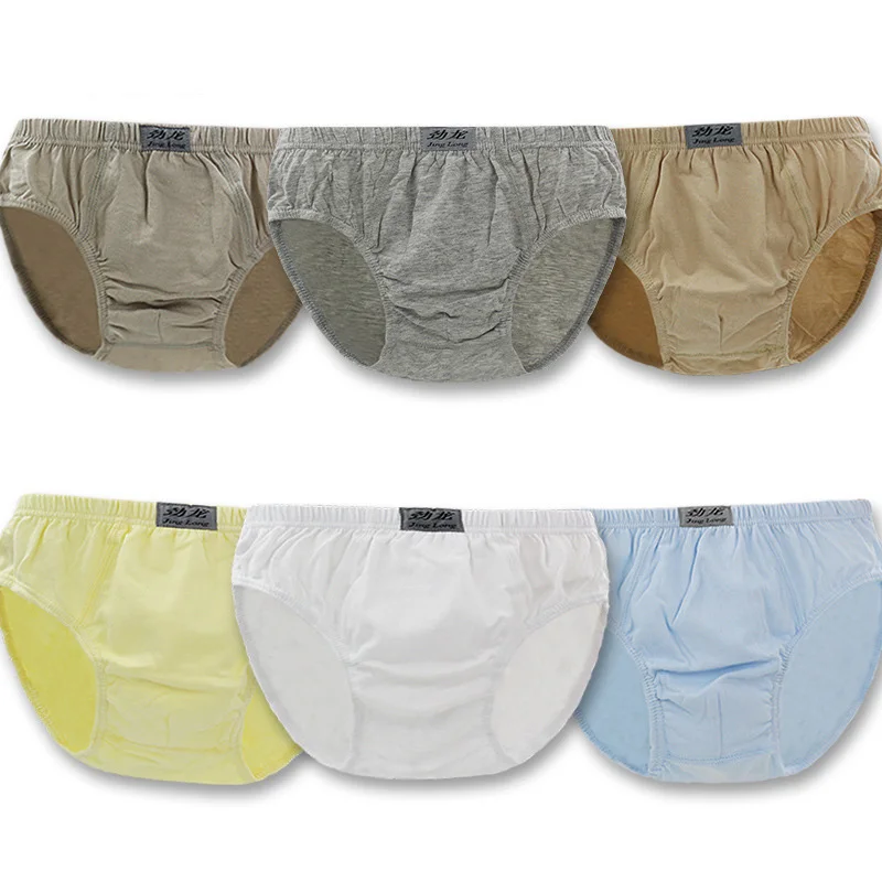 6pcs/pack 4 11T Quality Boys Triangle Briefs Pure Color Cotton Kids