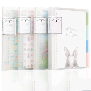 

Creative Transparent Loose Leaf Notebook Hardcover 60 Sheets A5 Detachable College Ruled Paper Planners with 4 Colors Index Page
