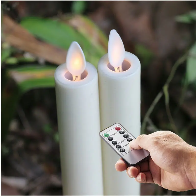 

30pcs moving dancing wick LED Taper remote controller Timer Stick Candle Xmas Wedding Table Home party DIY decor-AMBER Flickerin