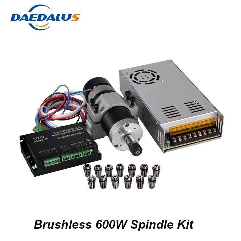 600W Brushless Spindle ER11 Motor CNS Spindle Switching Power Supply Stepper Motor Driver 55MM Clamp 13pcs ER11 Collet Chuck 600W Brushless Spindle ER11 Motor CNS Spindle Switching Power Supply Stepper Motor Driver 55MM Clamp 13pcs ER11 Collet Chuck