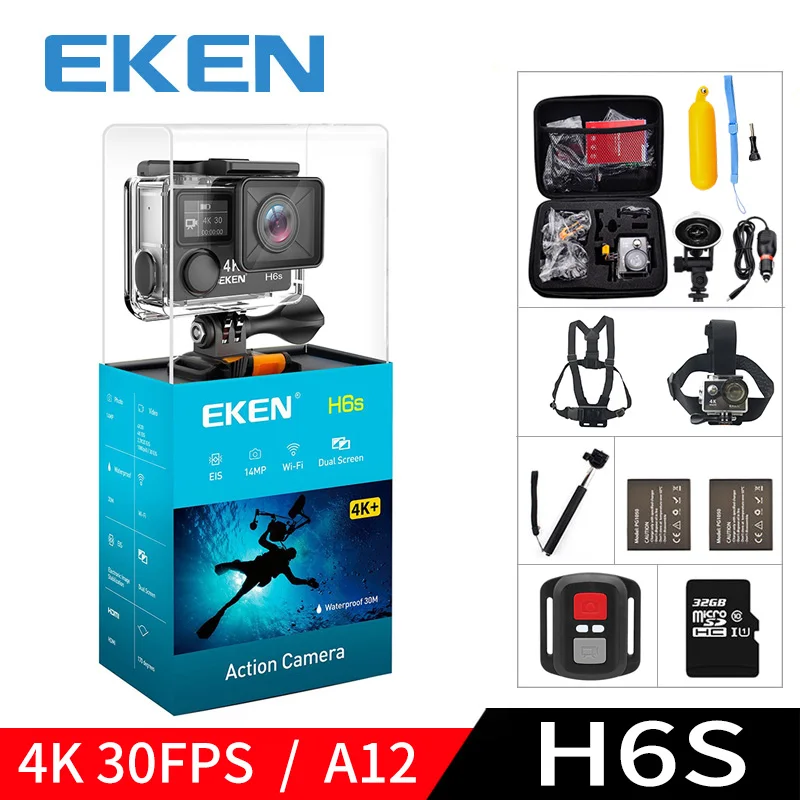 

EKEN H6S A12 Ultra 4K 30FPS Wifi Action Camera 30M waterproof 1080p go EIS Image Stabilization Ambarella 14MP pro sport cam