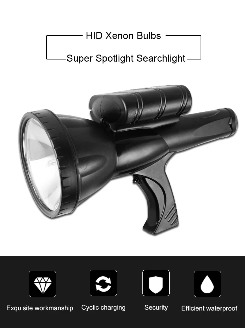 Тип пистолета ксеноновый поисковый светильник литиевая батарея мощность вспышка светильник Открытый Кемпинг аварийный спасательный портативный Перезаряжаемый свет для поиска