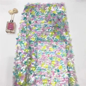 

New design sequins tulle mesh lace fabric with sequins BZL-6.0304 african net lace fabric for party dress