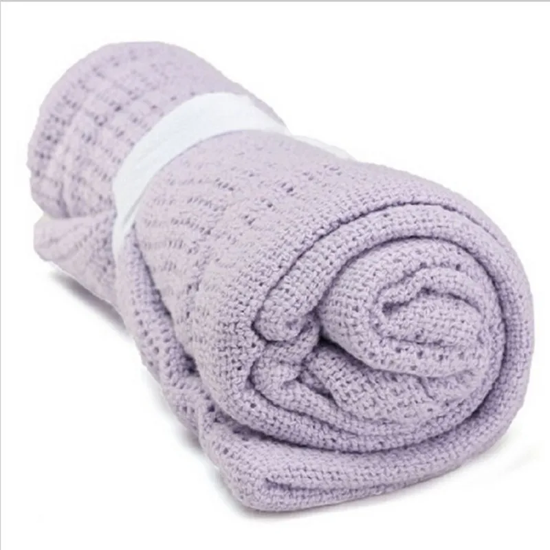 

Newborn Baby Blankets Super Soft Cotton Crochet Summer Candy Color Prop Crib Casual Sleeping Bed Supplies Hole Wrap