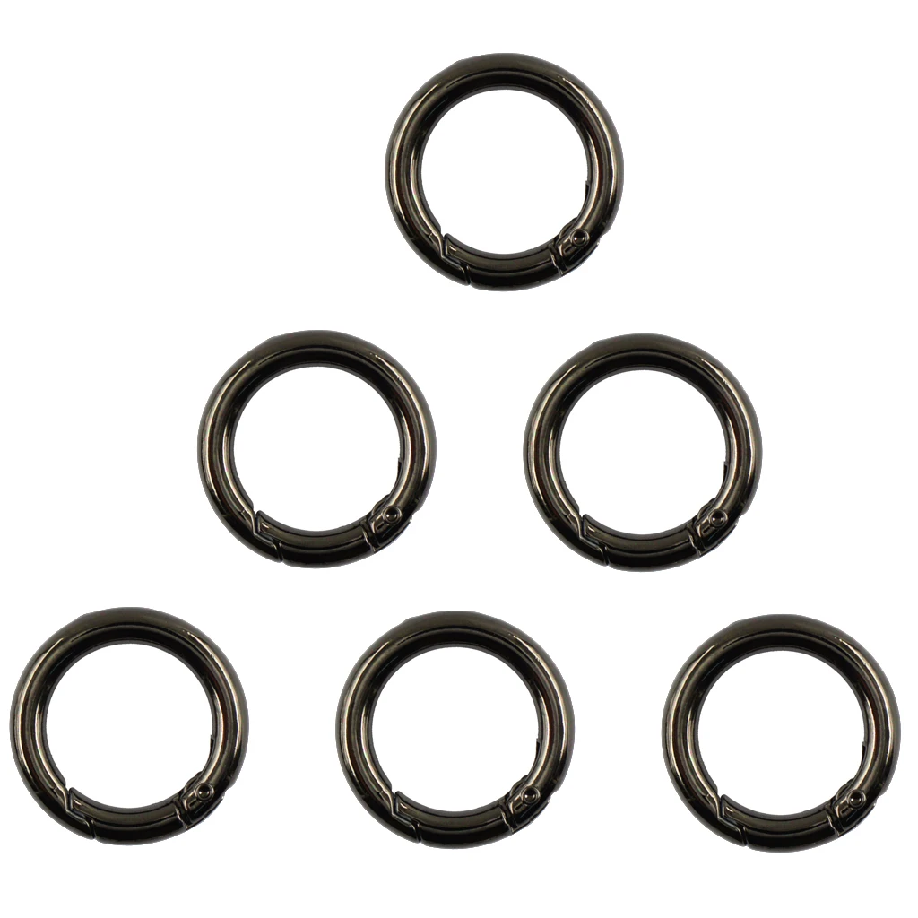 6Pcs Alloy Backpack Plated Alloy Round Spring Snap Hooks Clip Keychain Hanging Crafts Camping Handbag  Ring