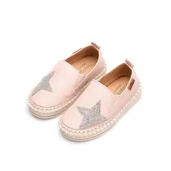 Новое поступление осень горный хрусталь звезда дети повседневная обувь для мальчиков Лоферы обувь для девочек Мокасины слипоны обувь