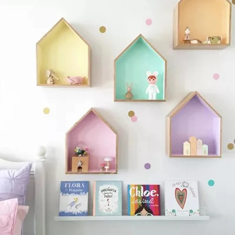 Economici 2017 Nordic Casa In Legno Decorazioni Del Partito Wall Hanging Caso di Immagazzinaggio Capretti Del Bambino Delle Ragazze Room Decor Fotografia Puntelli Regalo