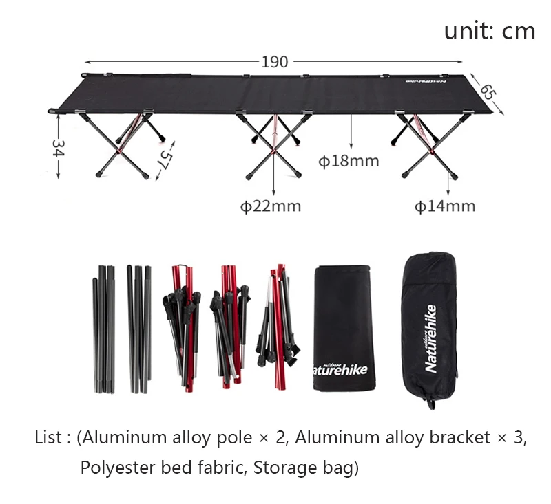 Naturehike Открытый Кемпинг Рыбалка складной Одноместный Cot бизнес-ланч ломается кровать портативный сопроводительная кровать кемпинг кровать