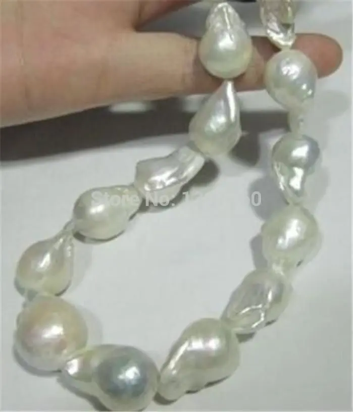 

Miss charm Jew.270 NEW 10-16mm SOUTH SEA WHITE BAROQUE PEARL NECKLACE 18" AAA