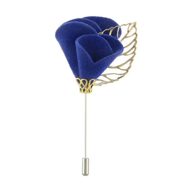 Mens Vintage Lapel Flower Pin Royal Blue Lapel Stick Brooch Pin Wedding